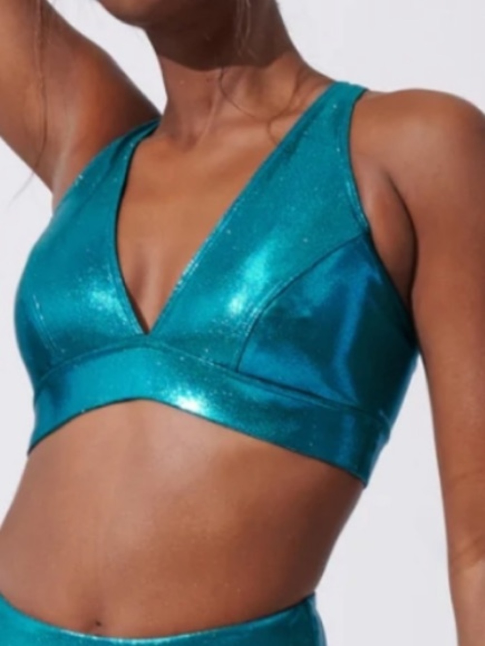 HEROINE Sport Radiance Sports Bra Turquoise Metallic Size XS